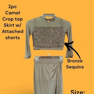 Lyrical Costume, SIze: Child's Large, Camel/ Bronze Sequins (New)
